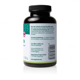 Algavital Bio Afa Algen, 720 Presslinge à 250mg, dunkle Dose mit meerfarbenen Aufdruck auf weißen Hintergrund