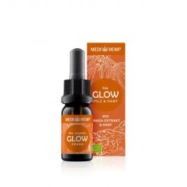 MEDIHEMP Glow Chaga-Extrakt & Hanf, 10ml, braune Flasche mit orangen Etikett