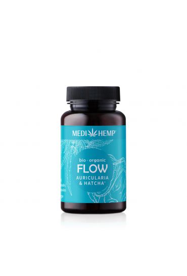 MEDIHEMP Flow Auricularia Hatcha Kapseln, 120 Stk., braune Dose mit aqua-blauen Etikett