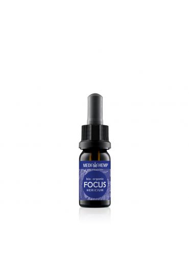 MEDIHEMP Focus Hericium-Extrakt & Hanf, 10ml, braune Flasche mit dunkelblauen Etikett