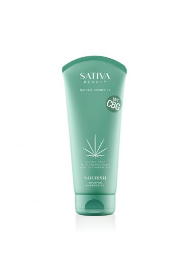 SATIVA BEAUTY NOURISH Shampoo, 200ml, türkis-grüne Tube mit weißen Schriftzug