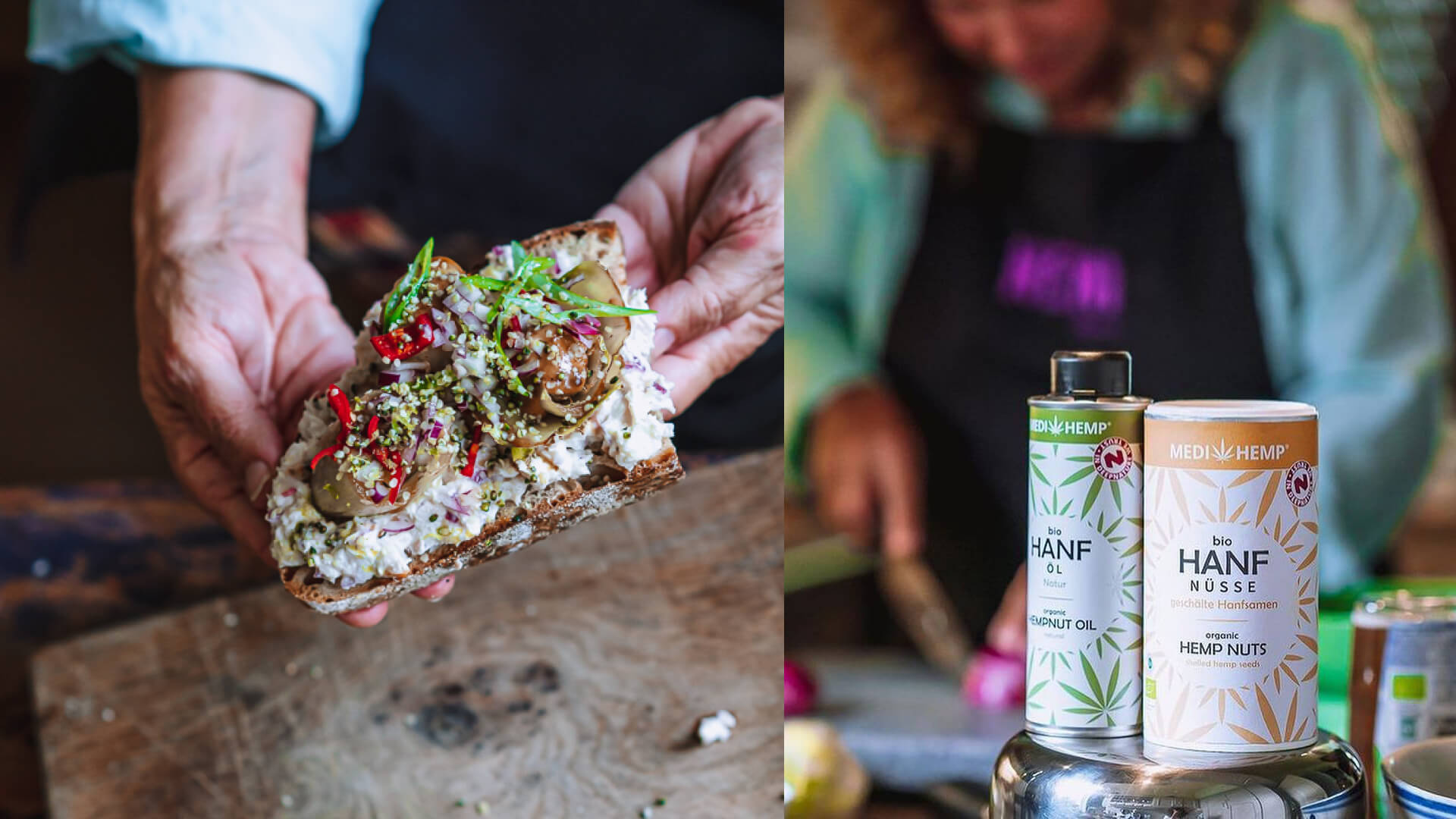 Aufstrich mit geräucherter Forelle mit Zwetschgen und karamellisiertem Chicorée auf Sauerteigbrot